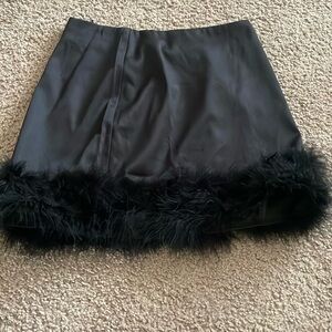 Lulu's Black Mini Skirt with Feather Hem